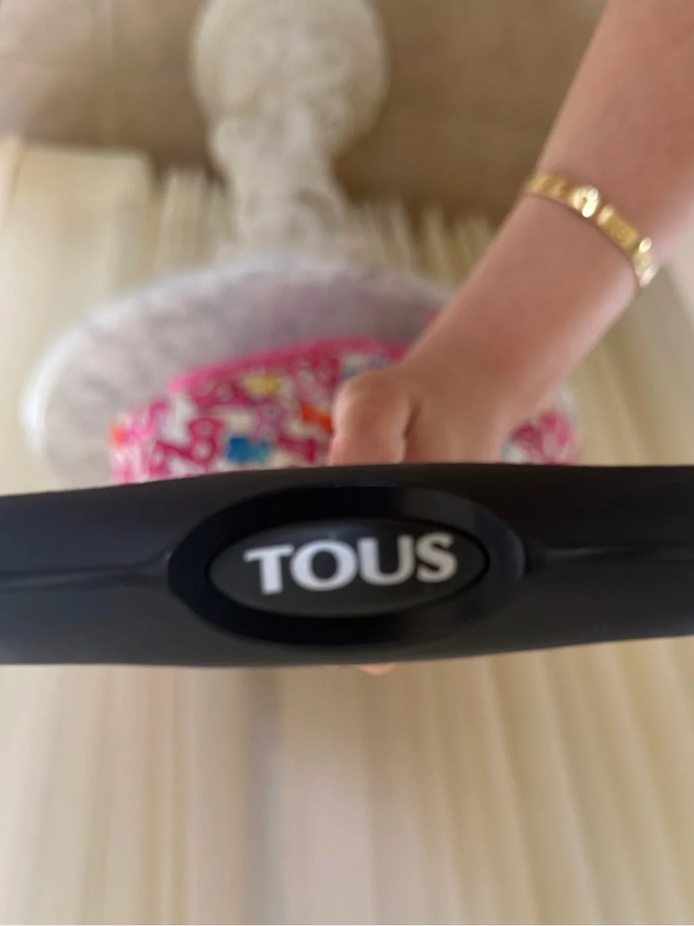 Tous Pink Kids Rolling Backpack with Colorful Number & Bear Print
